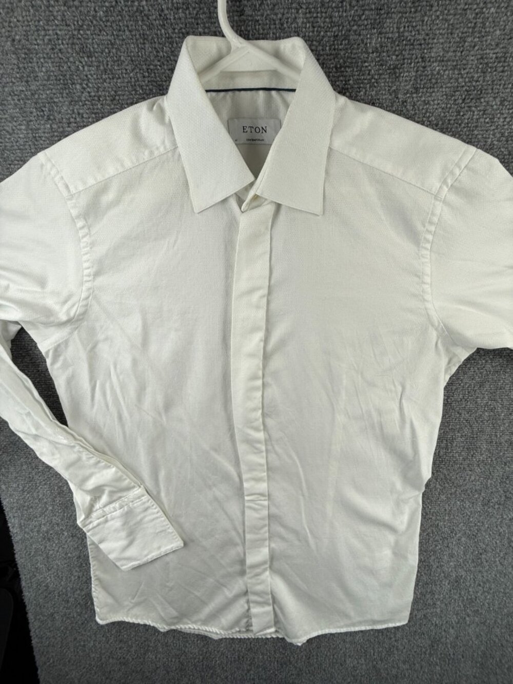 Eton GARRICK Long Sleeve White Button Up Shirt Cotton Size 16 Contemporary Adult